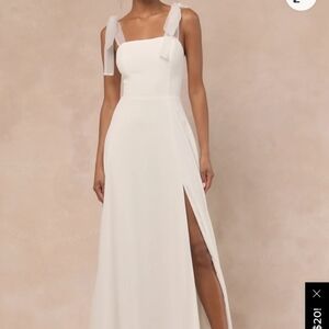 Lulu's White Tie-Shoulder A-Line Wedding Dress SIZE M nwt